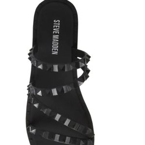 Steve Madden Black Flat Sandals